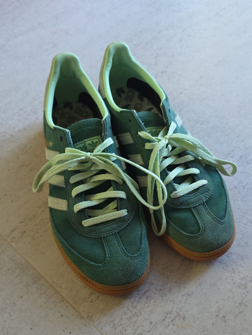 adidas Green Suede Lace-Up Sneakers with White Stripes
